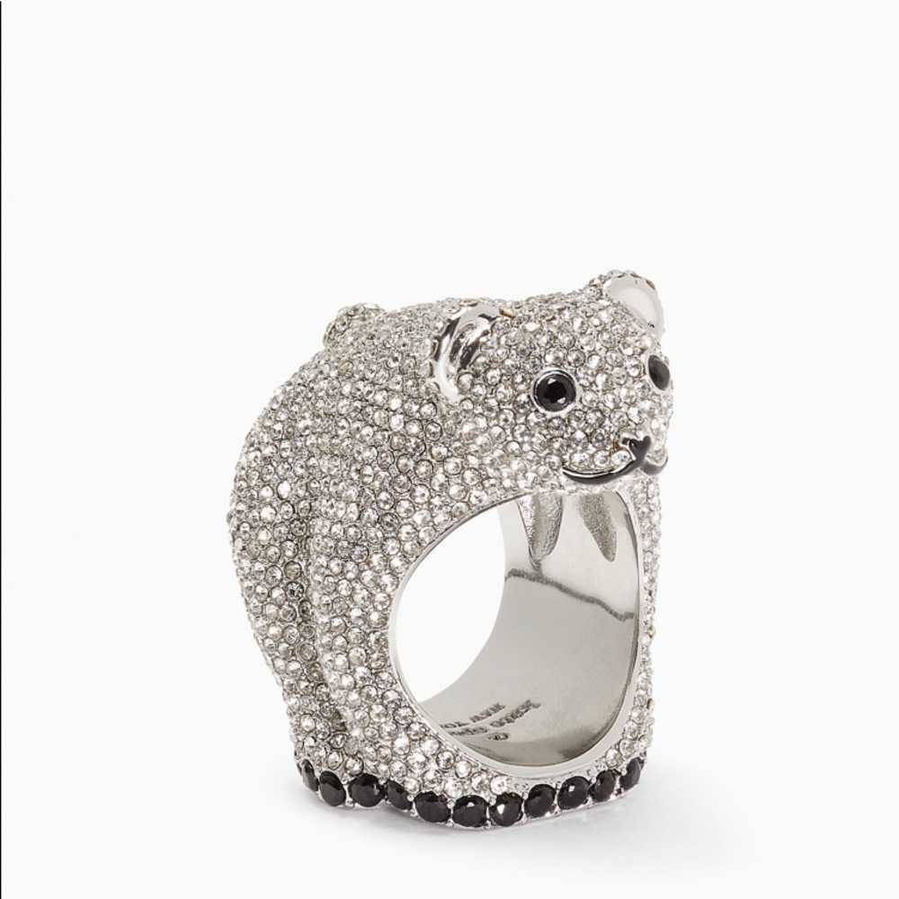 ♠️Kate Spade Polar Bear Arctic Friends Statement Ring Silver NWT